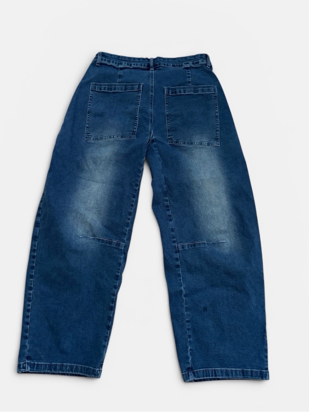 Blue Wash Denim Barrel Jeans - Picture 3 of 4